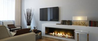 Living room interior design with fireplace