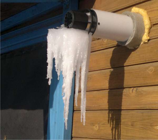 Photo of an icy chimney Access to the chimney is closed