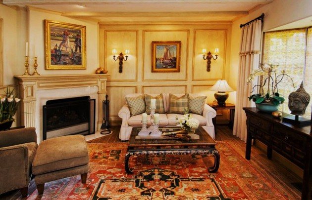 Photo: corner fireplace in a classic-style living room