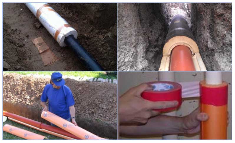 Waterproofing and thermal insulation of pipelines in the ground