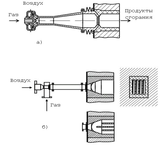 Injection burners with ceramic tunnel channel