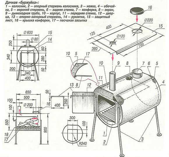 Making a potbelly stove from a gas cylinder with your own hands