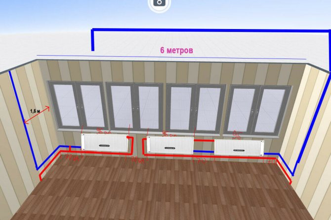 radiatora uzstādīšanas attēls uz balkona