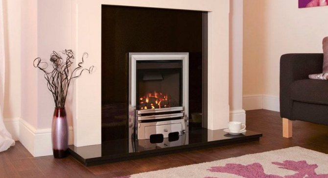 Catalytic gas heater in a country house, stylized as a wood-burning fireplace