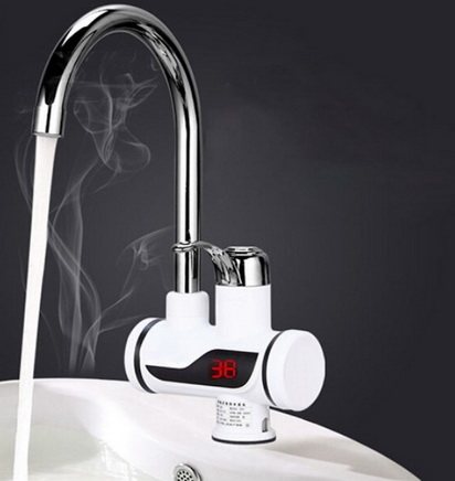 Water heating tap