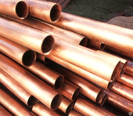 Copper pipes. A photo.