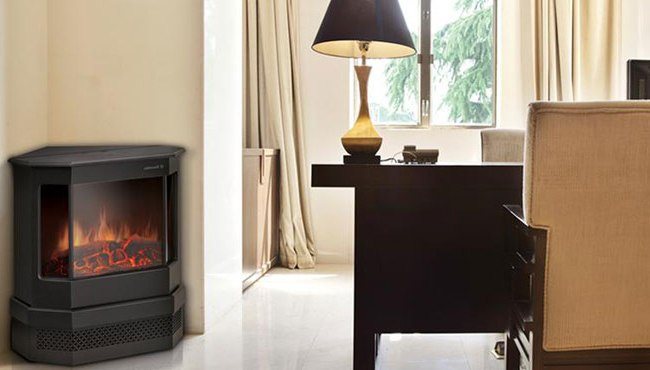 Mobile corner electric hearth