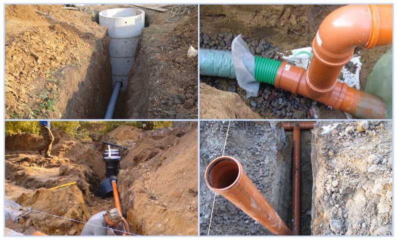 Instalación de tuberías de alcantarillado externo.