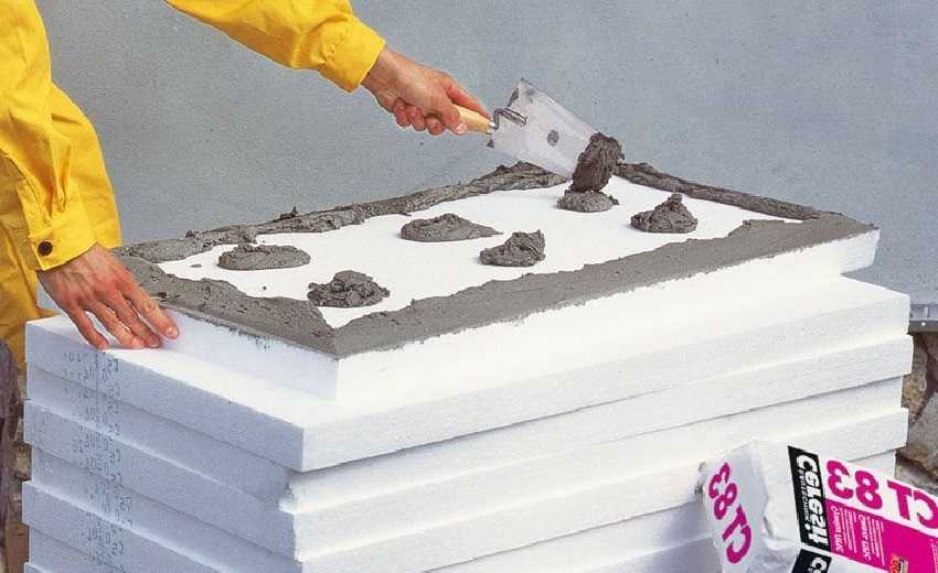 Applying glue to styrofoam