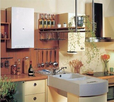 Wall mounted boiler Beretta in the kitchen