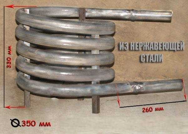 La base de todos los dispositivos de calentamiento de agua en una piscina de leña es una bobina