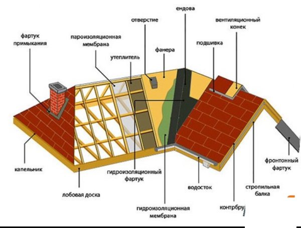 Elementos básicos de la estructura del techo.