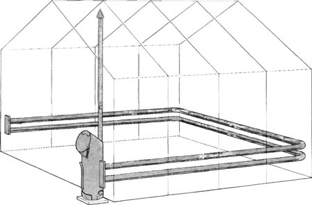 Isang kalan para sa pagpainit ng isang polimer greenhouse