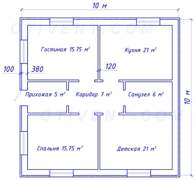 Disposición de una casa de un piso.