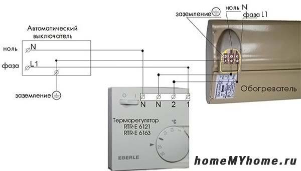 Connecting IR heaters through a thermostat