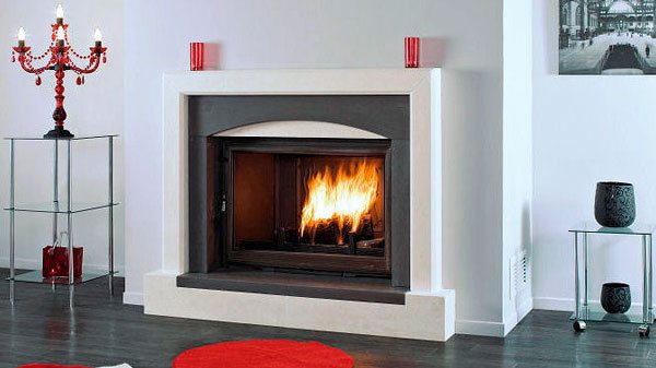 An example of a fireplace with a closed hearth