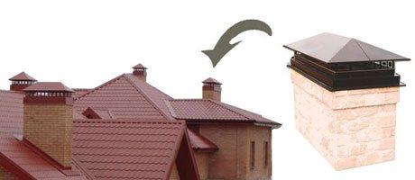 Location of chimneys with roof caps