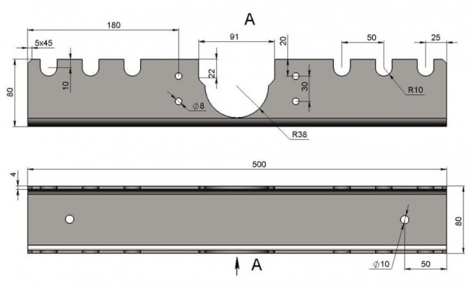 Step 1: creating the base of the pipe bender from a steel channel 80x80x4