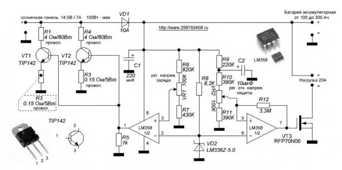 Circuito del controller del pannello solare