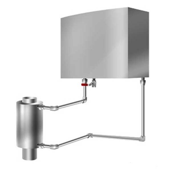 Diagram of a heat exchanger on a pipe.