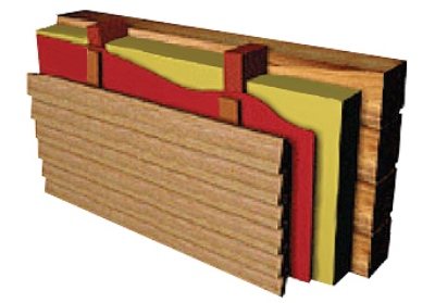 Thermal insulation scheme for the facades of wooden houses