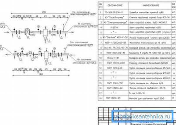 Diagram over styringsenheten for et to-rørs varmesystem.