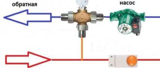 Scheme for connecting a three-way valve to the heating system