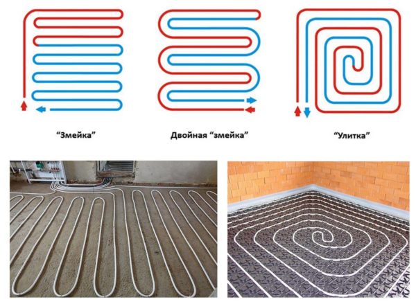 schemes for laying a warm water floor