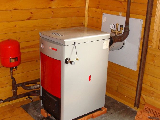 Solid fuel boiler. Photo.