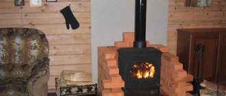 installing a fireplace stove in a wooden house