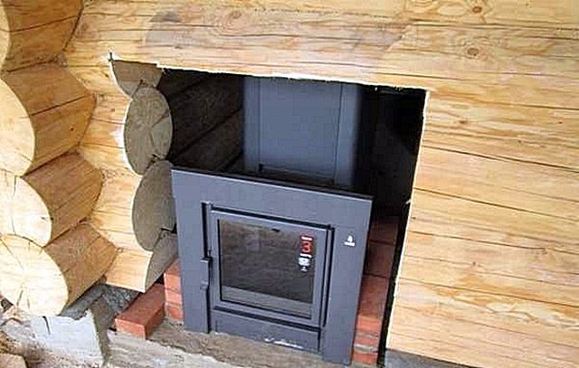 Installing a stove in a bath with a remote firebox