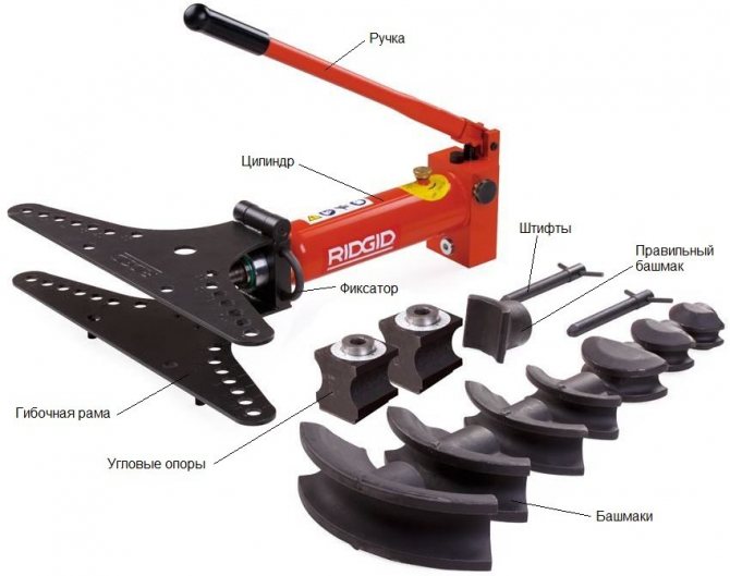 Pipe bender device with shoes for various pipe bending angles