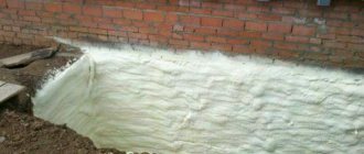 Insulation of the foundation with polyurethane foam