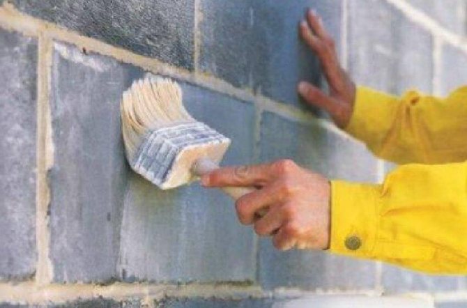 Insulation of walls with polystyrene outside = Priming of walls