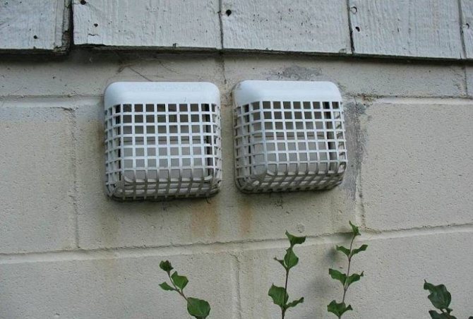 ventilation of the cellar in the garage