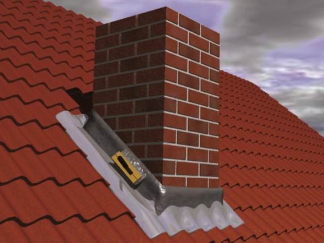 Around brick pipes on a soft roof, cutting is performed in the form of an apron from ready-made abutments made of soft roofing material