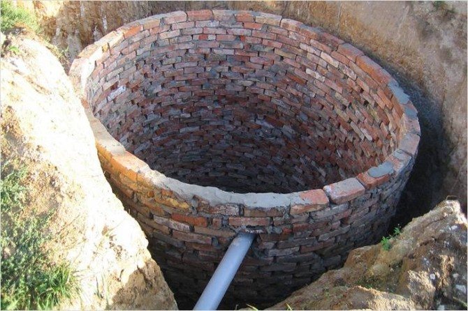 Cesspool made of bricks photo