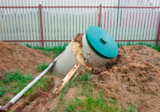 Cesspool from a plastic tank